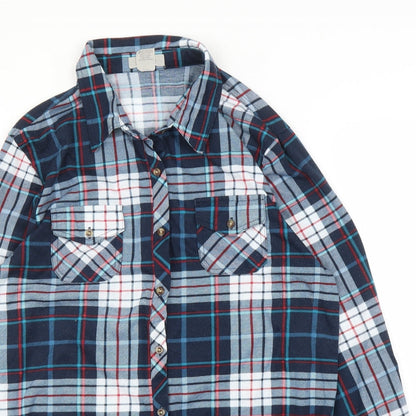 Mens UK Size L Passport Blue  Button-Up Long Sleeve Casual Shirt