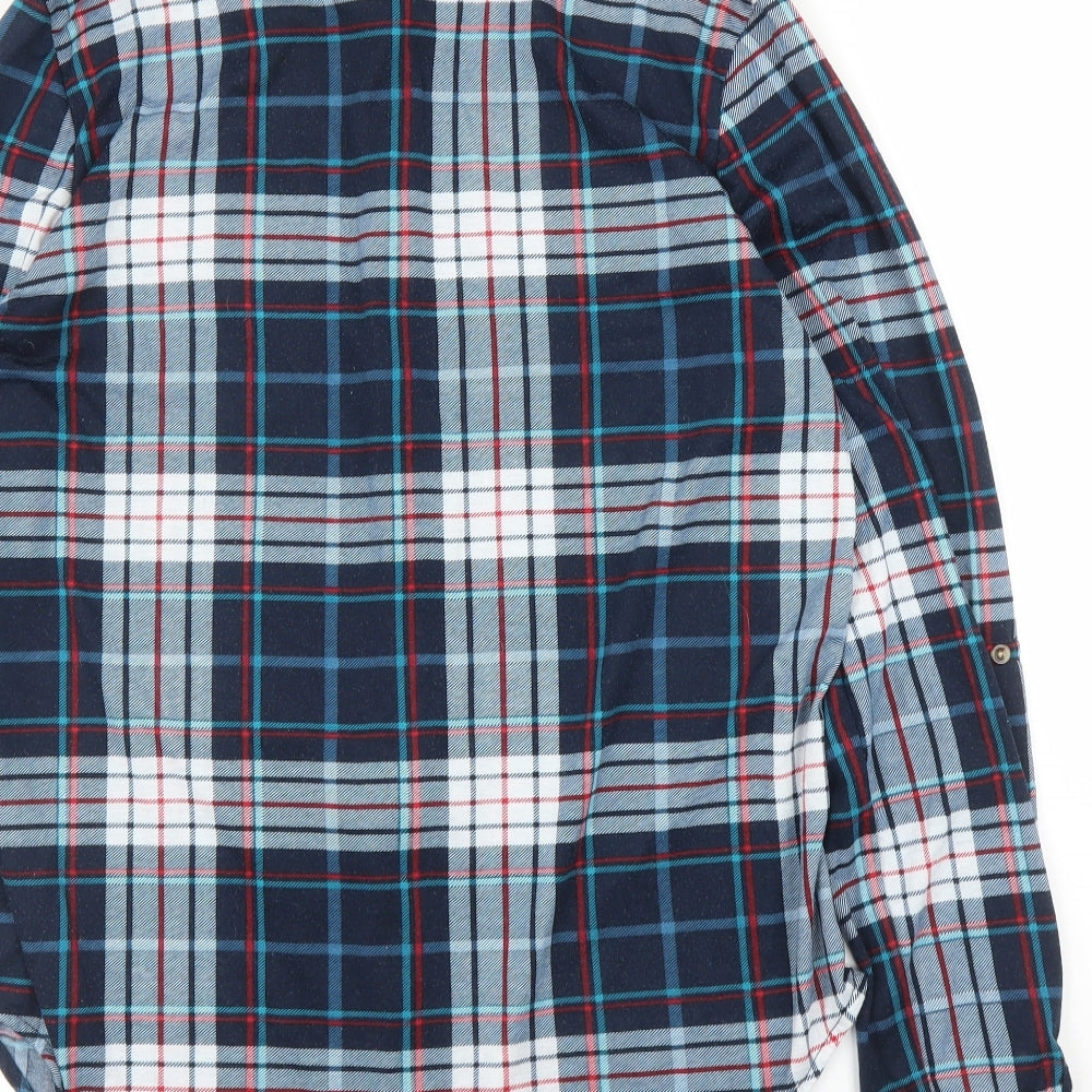 Mens UK Size L Passport Blue  Button-Up Long Sleeve Casual Shirt