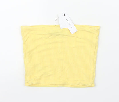 Womens UK Size 6 Topshop Yellow Cropped Blouse