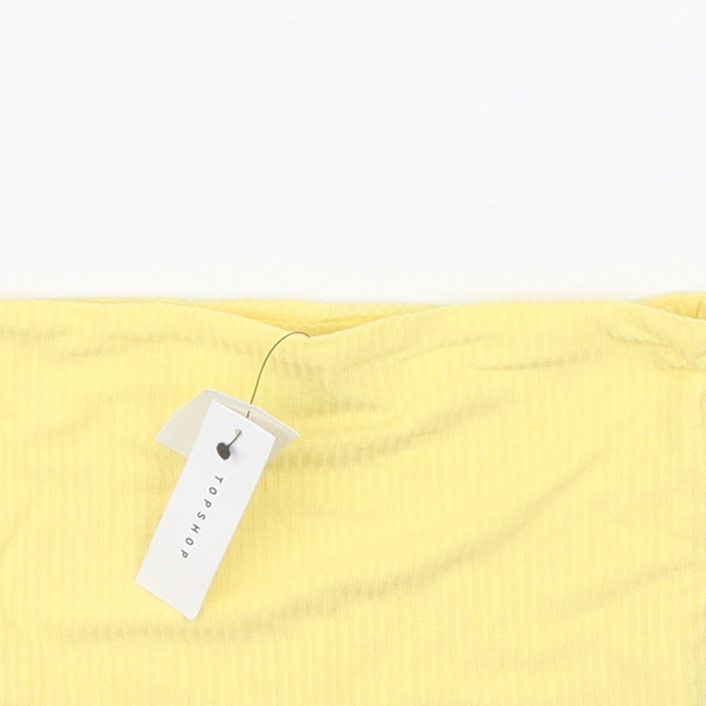 Womens UK Size 6 Topshop Yellow Cropped Blouse
