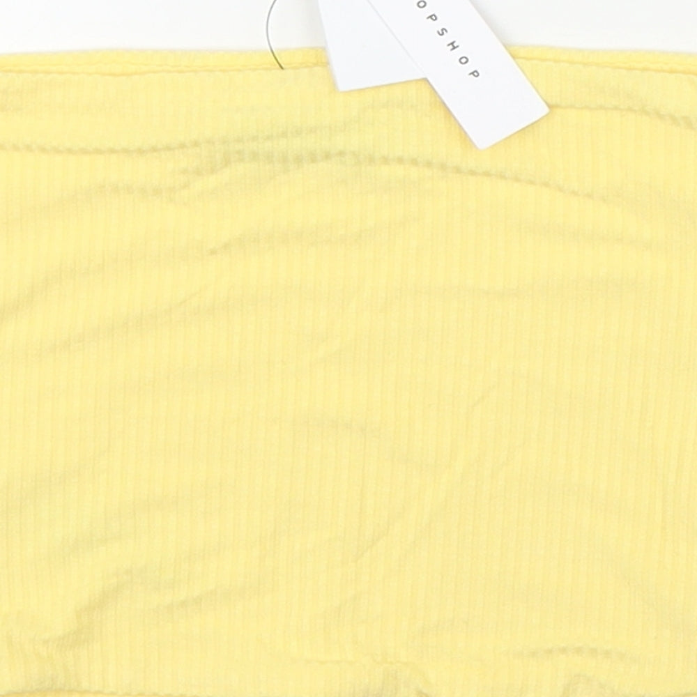 Womens UK Size 6 Topshop Yellow Cropped Blouse