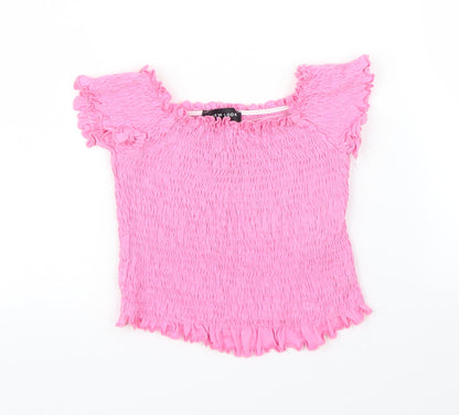 Womens UK Size 6 New Look Pink Cropped Blouse