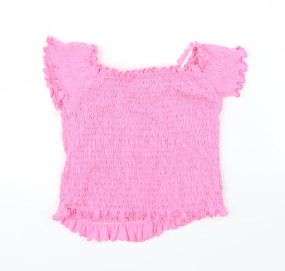 Womens UK Size 6 New Look Pink Cropped Blouse