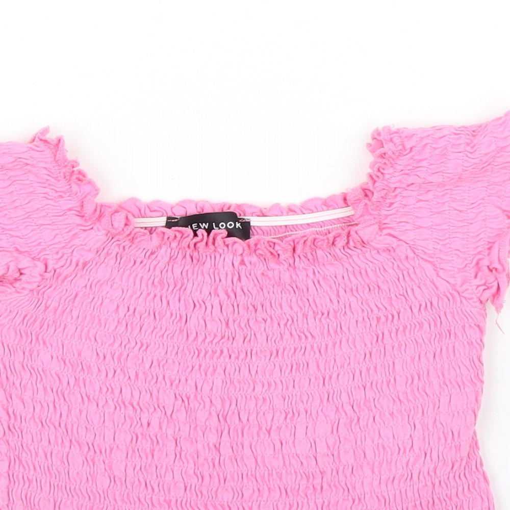 Womens UK Size 6 New Look Pink Cropped Blouse