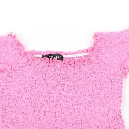 Womens UK Size 6 New Look Pink Cropped Blouse