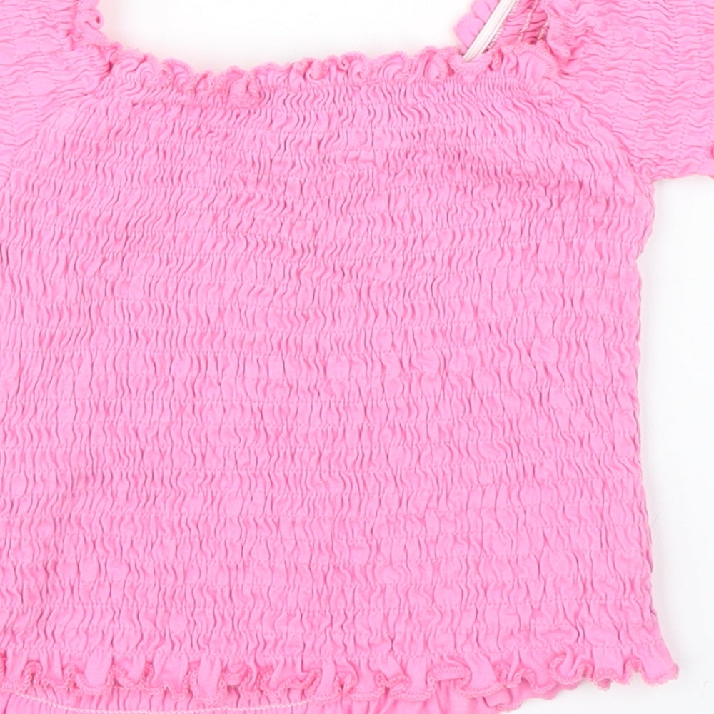 Womens UK Size 6 New Look Pink Cropped Blouse
