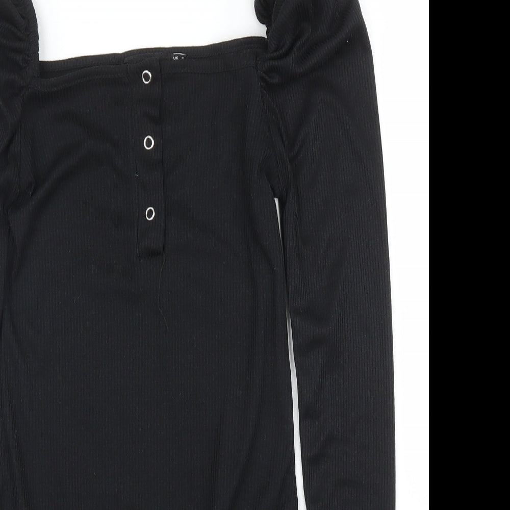 PRETTYLITTLETHING Womens Black   Leotard One-Piece Size 6