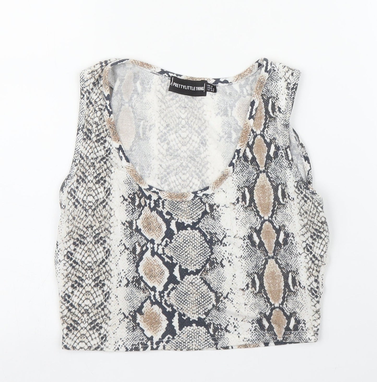 Womens UK Size 6 PRETTYLITTLETHING Beige Cropped Tank