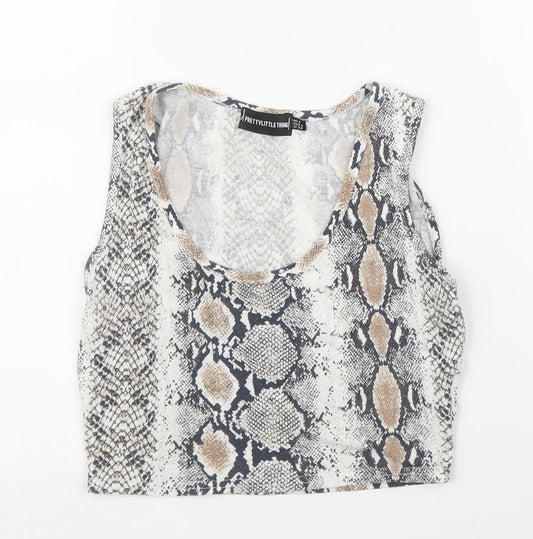 Womens UK Size 6 PRETTYLITTLETHING Beige Cropped Tank