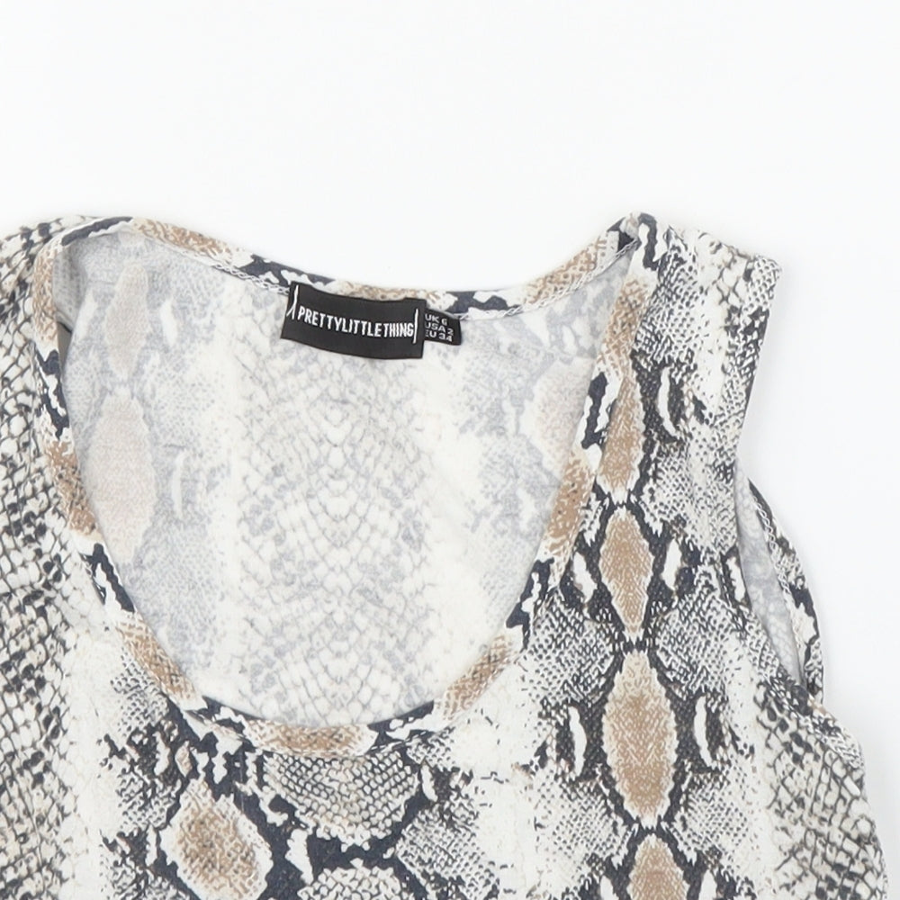 Womens UK Size 6 PRETTYLITTLETHING Beige Cropped Tank