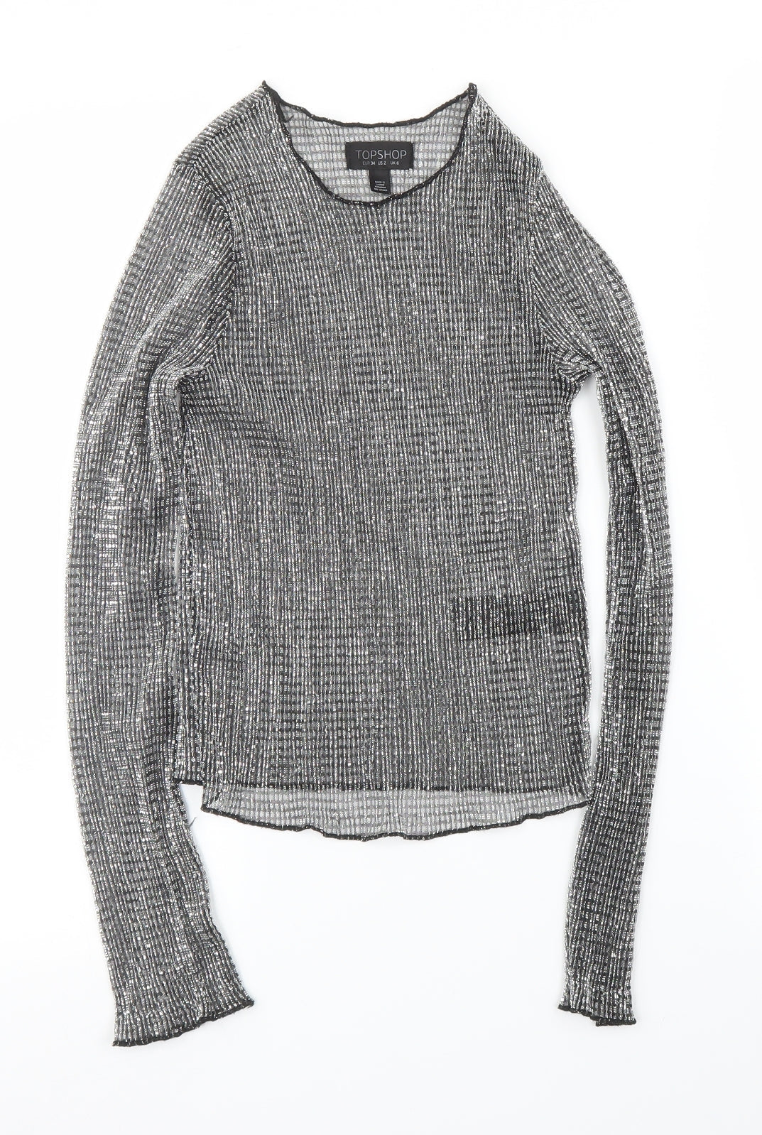Womens UK Size 6 Topshop Silver Basic Blouse