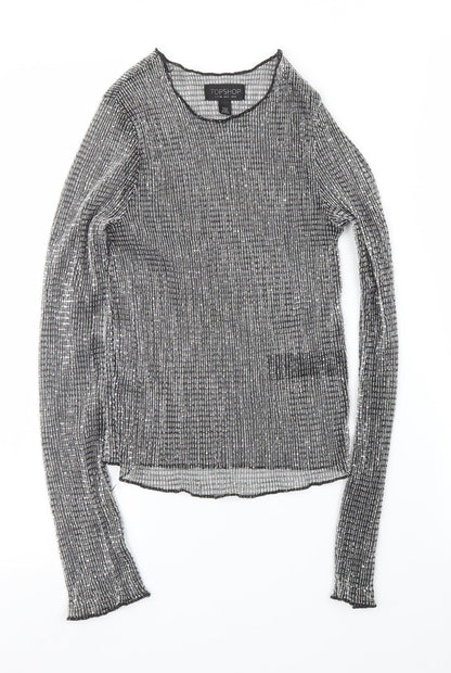 Womens UK Size 6 Topshop Silver Basic Blouse