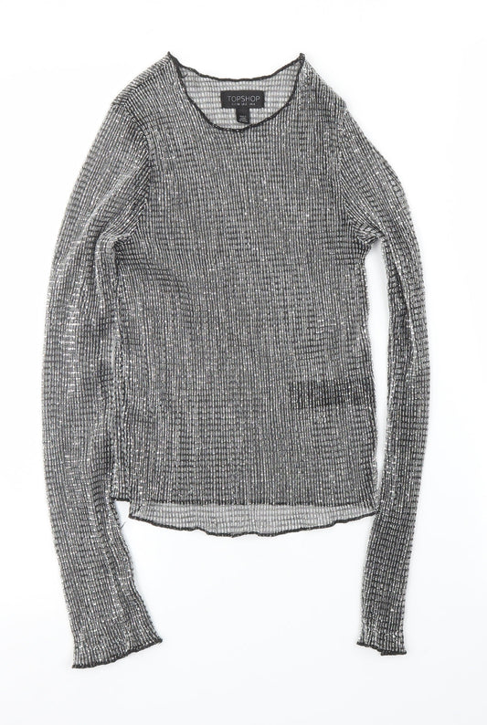 Womens UK Size 6 Topshop Silver Basic Blouse