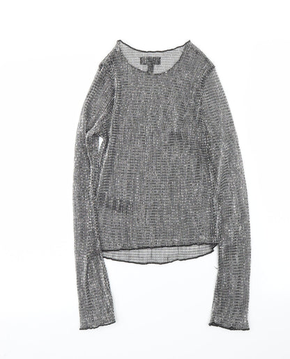 Womens UK Size 6 Topshop Silver Basic Blouse