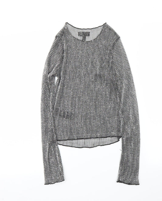 Womens UK Size 6 Topshop Silver Basic Blouse