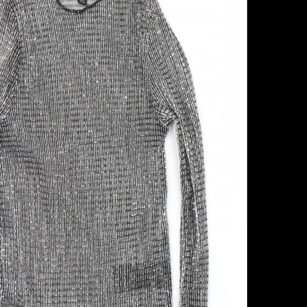 Womens UK Size 6 Topshop Silver Basic Blouse