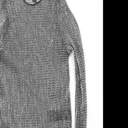 Womens UK Size 6 Topshop Silver Basic Blouse