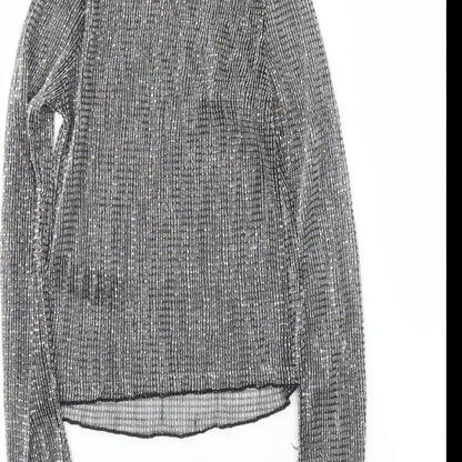 Womens UK Size 6 Topshop Silver Basic Blouse