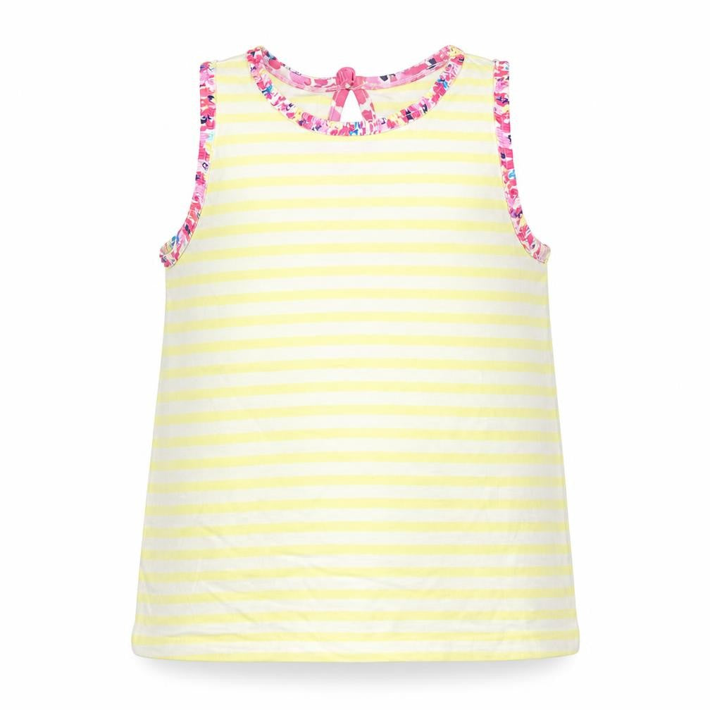 Front view of Matalan girls’ yellow striped basic blouse, size 4, years