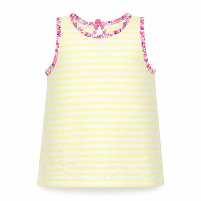 Front view of Matalan girls’ yellow striped basic blouse, size 4, years