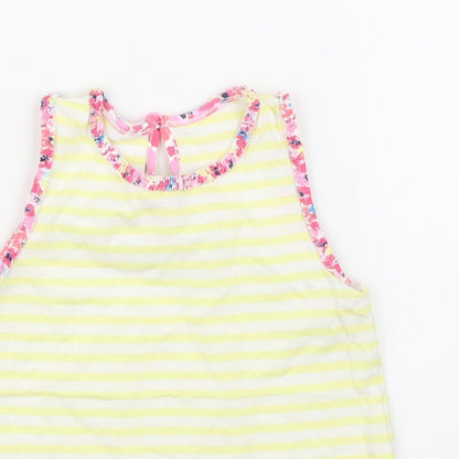 Close-up detail of Matalan girls’ yellow striped basic blouse, size 4, years