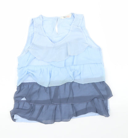 Front view of H&M girls’ blue basic blouse, size 10, years