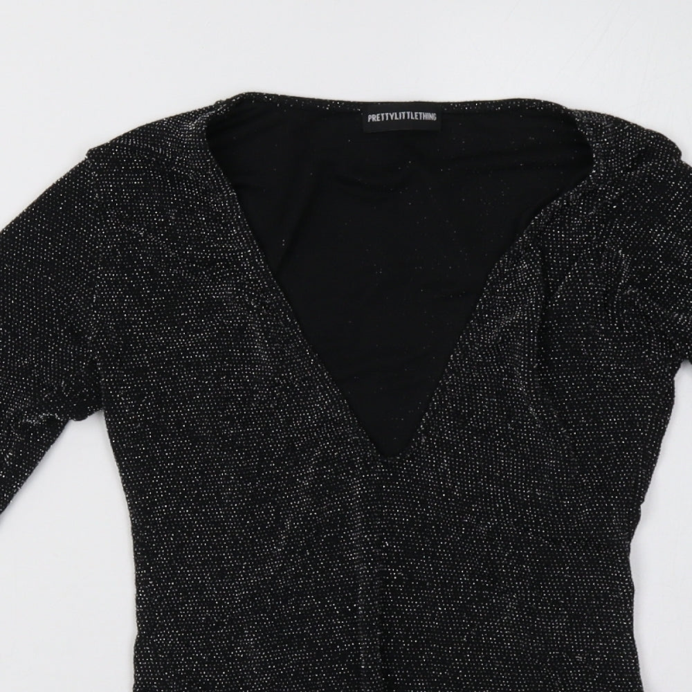 PRETTYLITTLETHING Womens Black   Bodysuit One-Piece Size 8