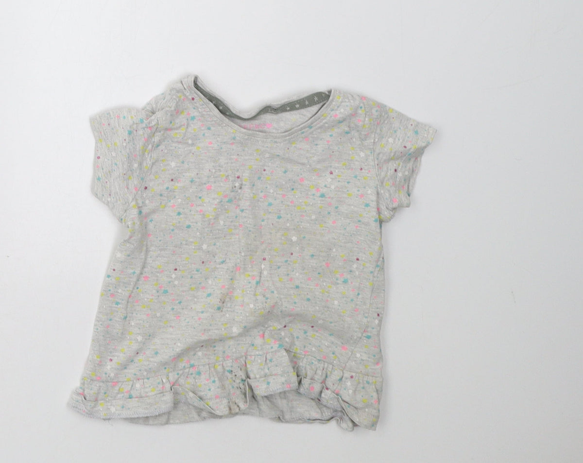 Additional front view of jeff & co girls’ grey polka dot basic t-shirt, size 2-3, years