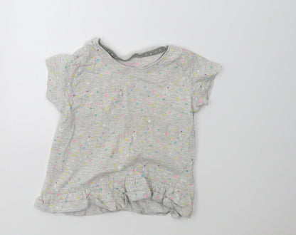 Additional front view of jeff & co girls’ grey polka dot basic t-shirt, size 2-3, years