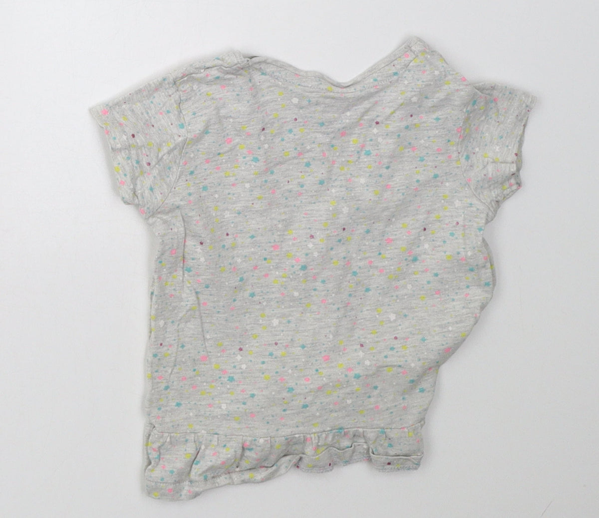Back view of jeff & co girls’ grey polka dot basic t-shirt, size 2-3, years