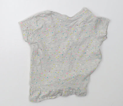 Back view of jeff & co girls’ grey polka dot basic t-shirt, size 2-3, years