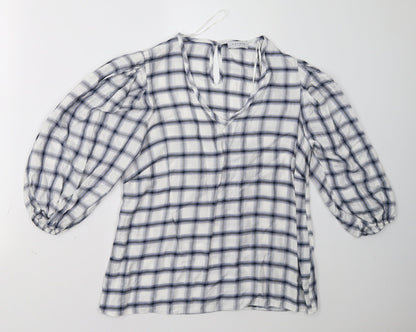 Matalan Womens Blue Check  Pullover Sweatshirt Size 12