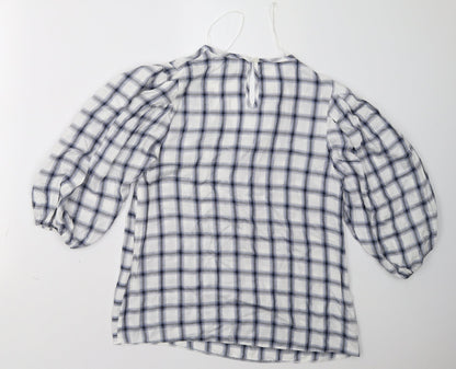 Matalan Womens Blue Check  Pullover Sweatshirt Size 12