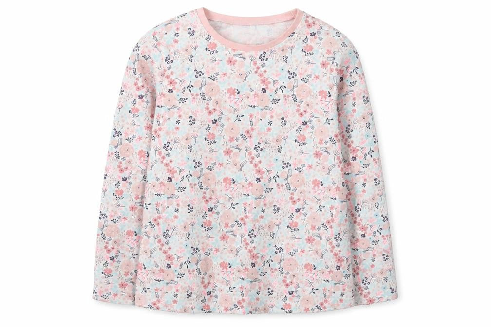 Front view of George girls’ pink polka dot pullover sweatshirt, size 10-11, years
