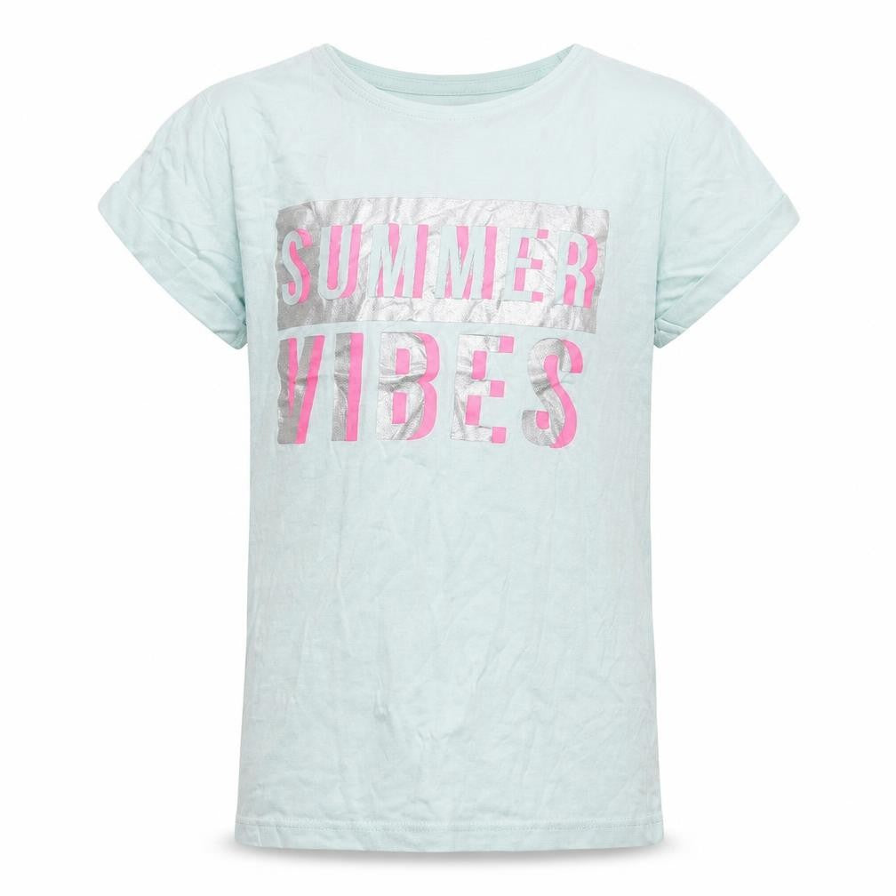 Front view of Primark girls’ green basic t-shirt, size 10-11, years