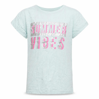 Front view of Primark girls’ green basic t-shirt, size 10-11, years