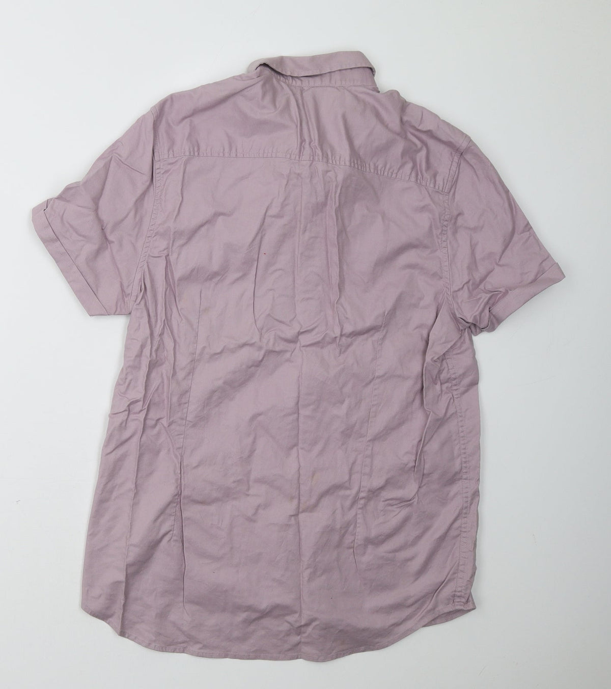 Back view of 1904 men’s purple polo, size L