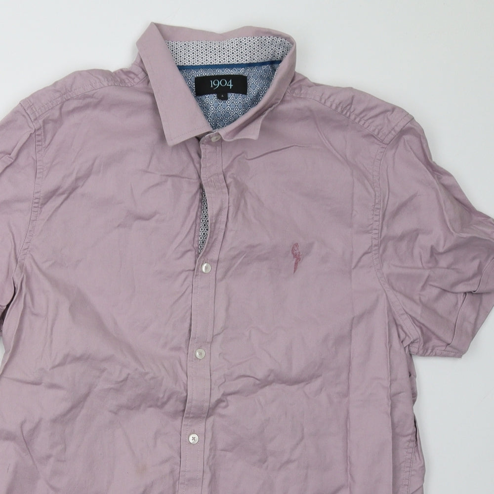 Close-up detail of 1904 men’s purple polo, size L