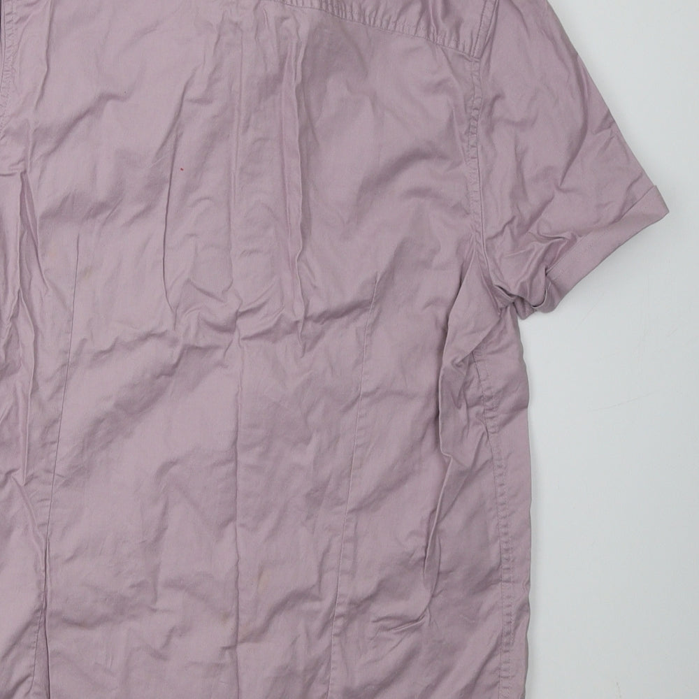 Brand and care label for 1904 men’s purple polo, size L