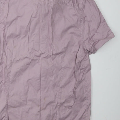 Brand and care label for 1904 men’s purple polo, size L