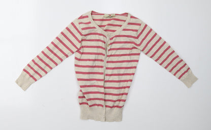 Primark Womens Pink Striped  Cardigan Jumper