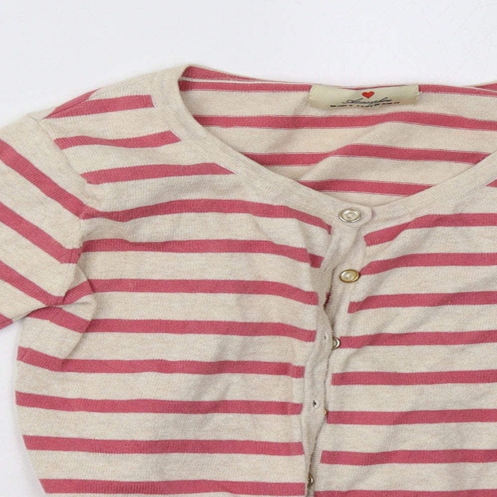 Primark Womens Pink Striped  Cardigan Jumper