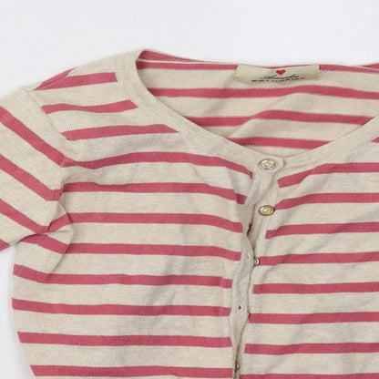 Primark Womens Pink Striped  Cardigan Jumper