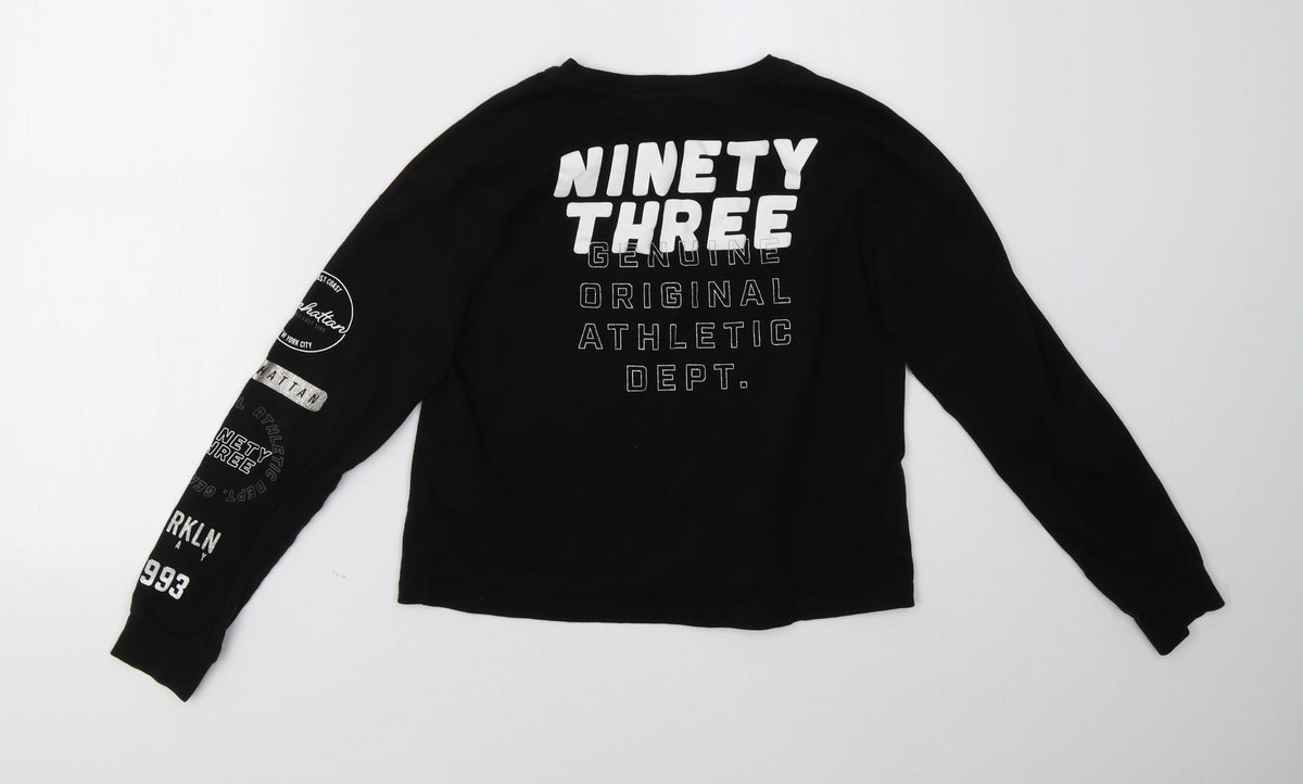 Back view of H&M girls’ black pullover sweatshirt, size 12, years