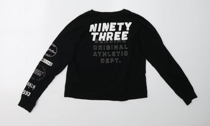 Back view of H&M girls’ black pullover sweatshirt, size 12, years