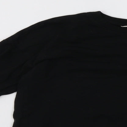 Close-up detail of H&M girls’ black pullover sweatshirt, size 12, years
