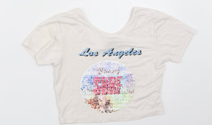 River Island Girls Ivory   Cropped T-Shirt Size 7-8 Years