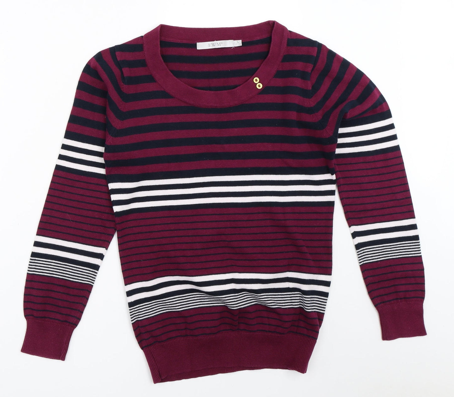 EWM Womens Purple Striped  Pullover Jumper Size S