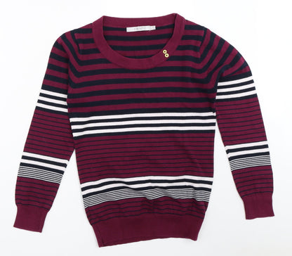 EWM Womens Purple Striped  Pullover Jumper Size S