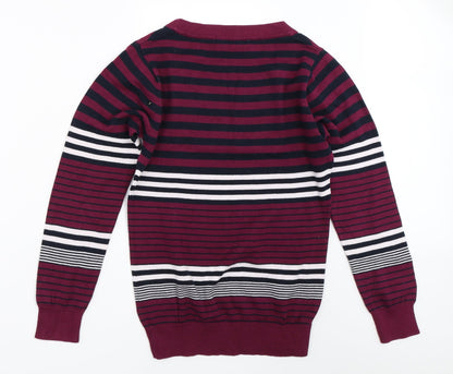 EWM Womens Purple Striped  Pullover Jumper Size S